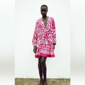 Zara Printed Shirt Dress, Size Medium